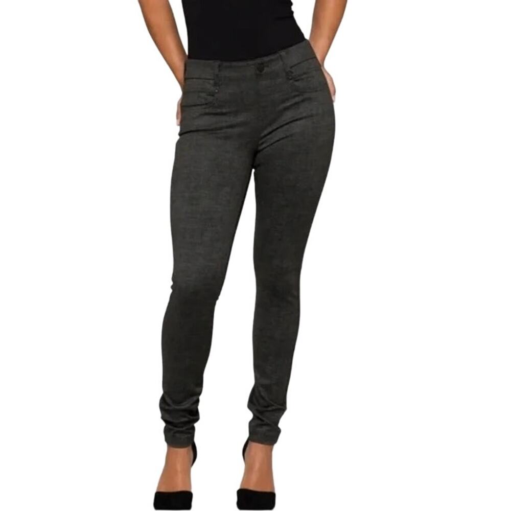 LIVERPOOL Gia Glider Ponte Black Gray Pull On Legging Pants ~ Women's Size 12